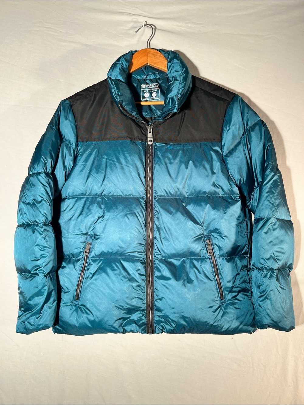 Down Puffer Jacket Teal w/ Black Yoke Sz USA 6, UK 10, EU 38